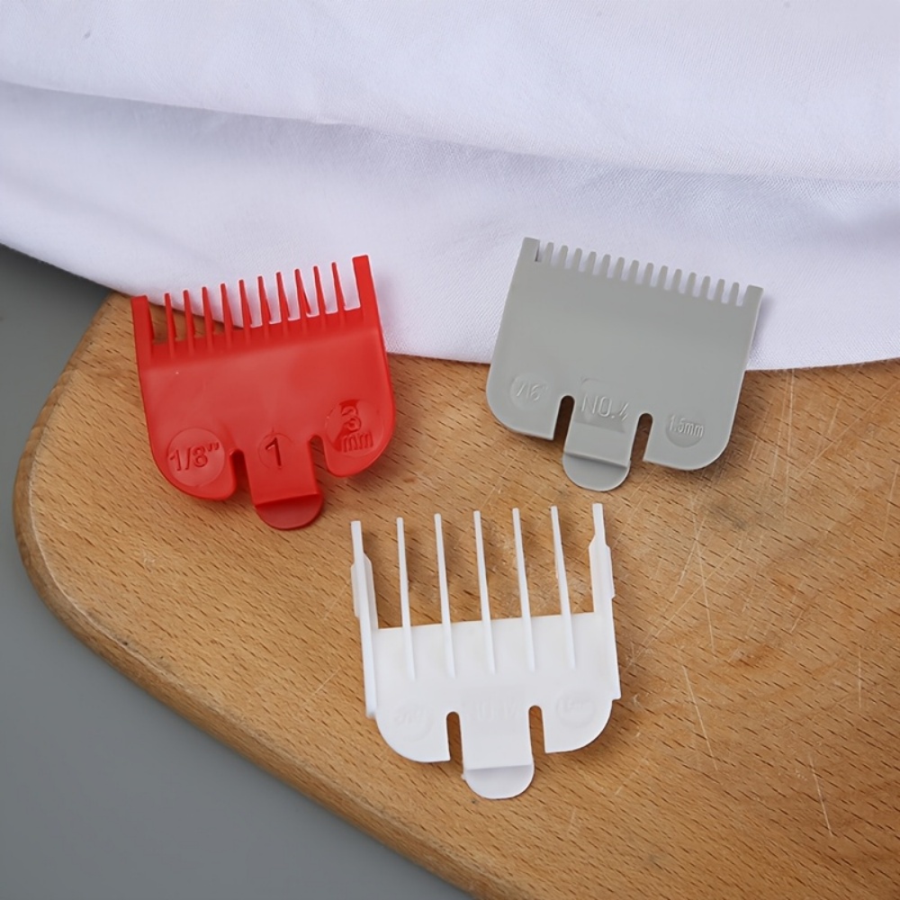 Hair Clipper - ชุดหวีตัดผม 3 ชิ้น, หวีจัดตำแหน่งอุปกรณ์เสริมสำหรับเครื่องตัดผมในร้านเสริมสวย, หวีคาลิปเปอร์จัดแต่งทรงผม, อุปกรณ์เสริมเครื่องมือทำผม