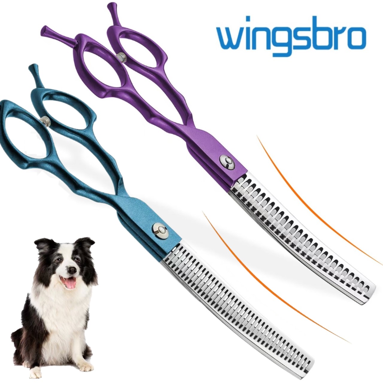 Grooming Scissors - กรรไกรตัดขนสุนัขสแตนเลสแบบโค้ง 7 นิ้ว, กรรไกรสำหรับสัตว์เลี้ยงออกแบบพิเศษ